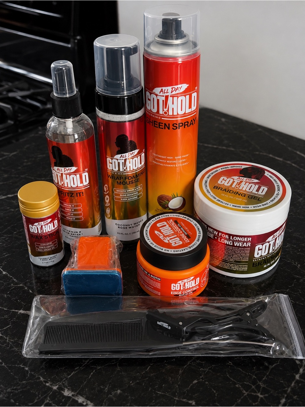 All Day Hair Styling & Hold Set for Men - Orange/Red